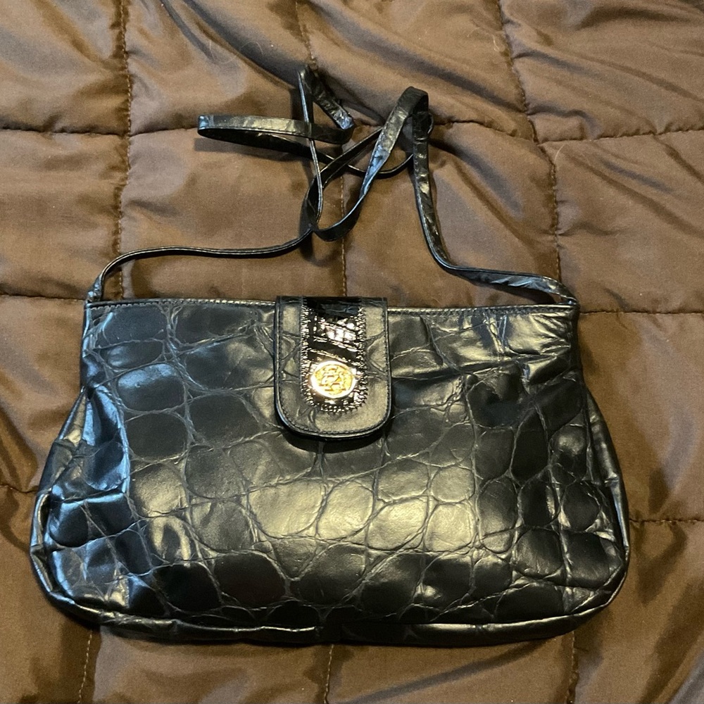 VINTAGE FIFTH AVENUE HANDBAGS Vintage Black Crocodile Shoulder Clutch Bag USA